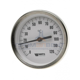 Термометр биметаллический аксиальный WATTS F+R801 OR - 1/2" (D-63 мм, шкала 0-120°C, гильза 100 мм)
