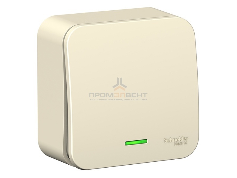 Переключатель 1-клавишный с подсветкой (cх.6) Blanca Schneider Electric 10А 250В молочный и.пластина