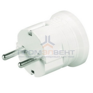 Вилка DKC 16А 2P+E 230В с центральным вводом кабеля белая
