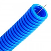 Труба ППЛ гофрированная DKC д.20мм, лёгкая с протяжкой, цвет синий [бухта 100м]